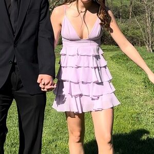 NBD Lavender Ruffle Mini Dress